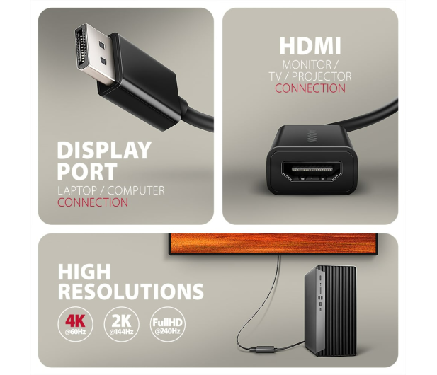Axagon RVD-HI20N DisplayPort - HDMI adapter, 4K/60Hz - 1485475 - zdjęcie 5